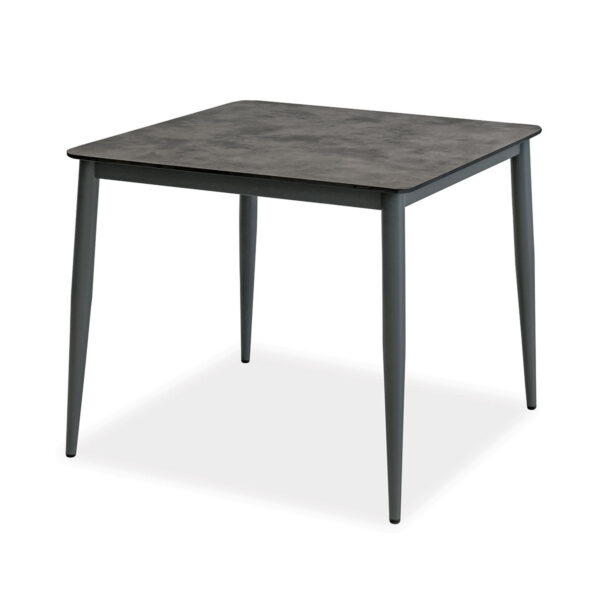 Esstisch, Konos, Aluminium, pulverbeschichtet, HPL, schwarz, weiß, beige