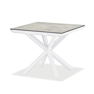 Esstisch, Orion, beige, weiß, Aluminium, pulverbeschichtet, HPL, quadratisch
