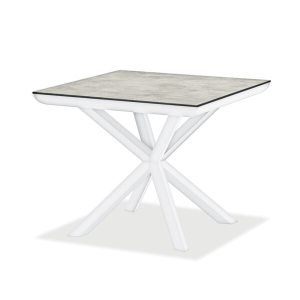 Esstisch, Orion, beige, weiß, Aluminium, pulverbeschichtet, HPL, quadratisch