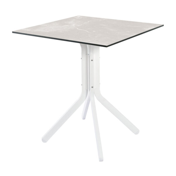 Esstisch, 96, Karpathos, klappbar Aluminium, pulverbeschichtet, HPL, schwarz, weiß, beige