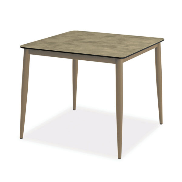 Esstisch, Konos, Aluminium, pulverbeschichtet, HPL, schwarz, weiß, beige