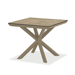 Esstisch, Orion, beige, weiß, Aluminium, pulverbeschichtet, HPL, quadratisch
