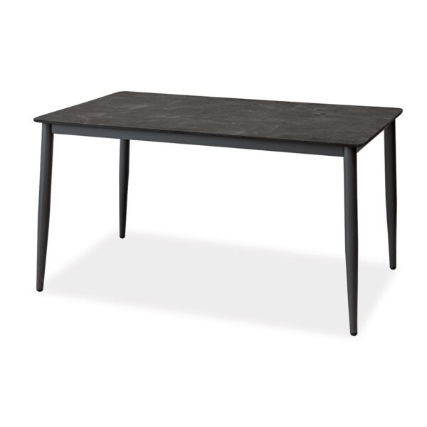 Esstisch, Konos, Aluminium, pulverbeschichtet, HPL, schwarz, weiß, beige