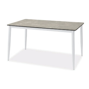 Esstisch, Konos, Aluminium, pulverbeschichtet, HPL, schwarz, weiß, beige