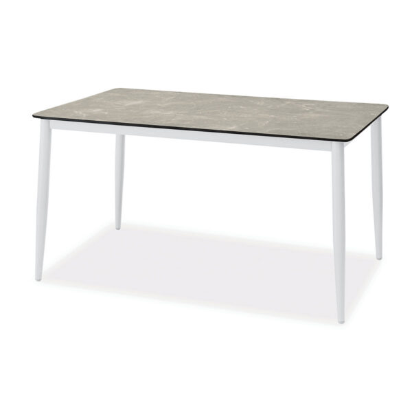Esstisch, Konos, Aluminium, pulverbeschichtet, HPL, schwarz, weiß, beige