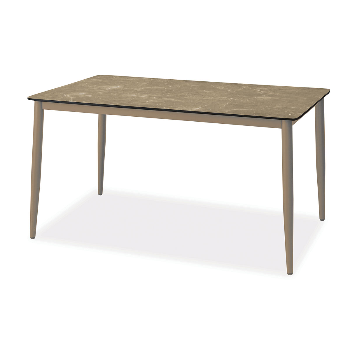 Esstisch, Konos, Aluminium, pulverbeschichtet, HPL, schwarz, weiß, beige
