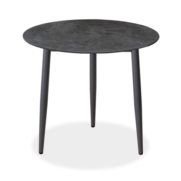 Esstisch, Konos, Aluminium, pulverbeschichtet, HPL, schwarz, weiß, beige