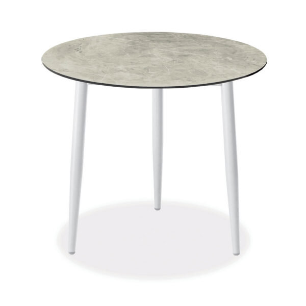 Esstisch, Konos, Aluminium, pulverbeschichtet, HPL, schwarz, weiß, beige