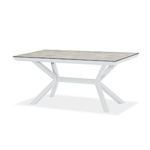 Esstisch, Orion, beige, weiß, Aluminium, pulverbeschichtet, HPL, rechteckig