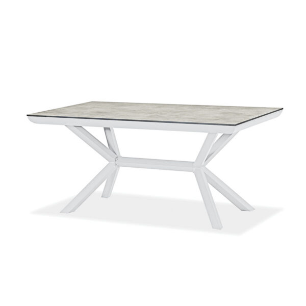 Esstisch, Orion, beige, weiß, Aluminium, pulverbeschichtet, HPL, rechteckig