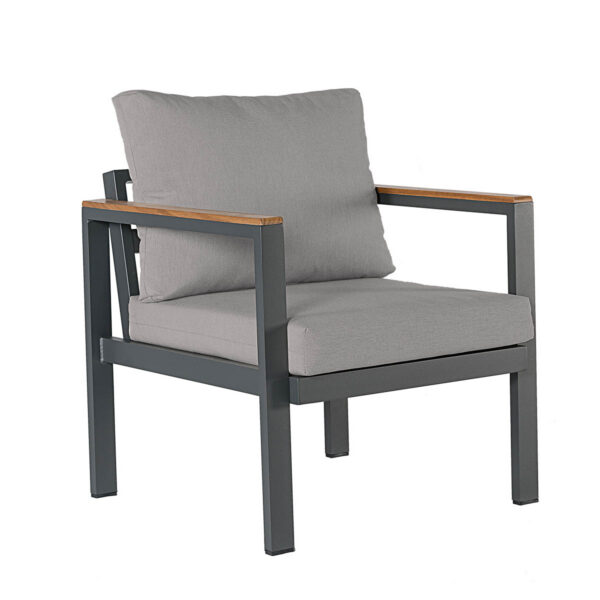 Loungesessel, Rhodos, Aluminium, pulverbeschichtet, weiß, anthrazit, Polster, Stoff