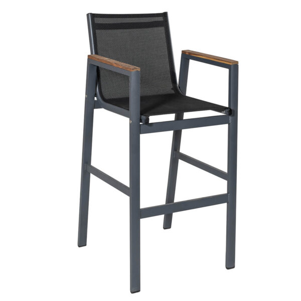 Barhocker, Skiathos 2, Aluminium, pulverbeschichtet, weiß, anthrazit, PVC Gewebe,