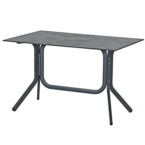 Esstisch, 96, Karpathos, klappbar Aluminium, pulverbeschichtet, HPL, schwarz, weiß, beige