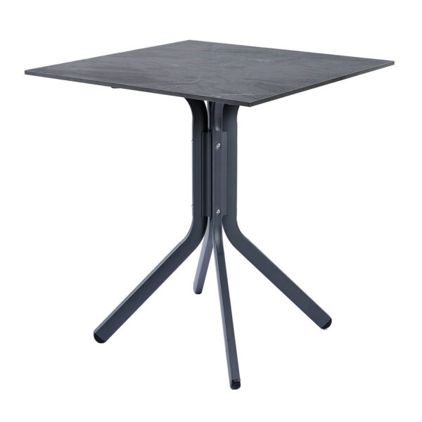 Esstisch, 96, Karpathos, klappbar Aluminium, pulverbeschichtet, HPL, schwarz, weiß, beige