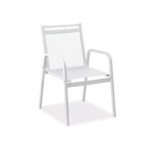 Essstuhl, Ios, Aluminium, pulverbeschichtet, weiß, anthrazit, PVC Gewebe,