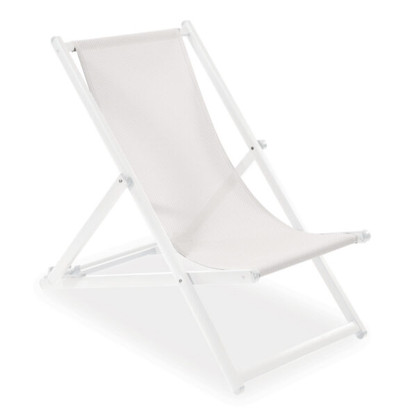 Liegestuhl, Lesvos, Aluminium, pulverbeschichtet, weiß, anthrazit, PVC Gewebe,