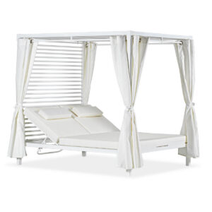 Pavillon, Sonnenliege, Zakynthos, weiß, anthrazit, beige, Stoff, Aluminium, stabil, hochwertig