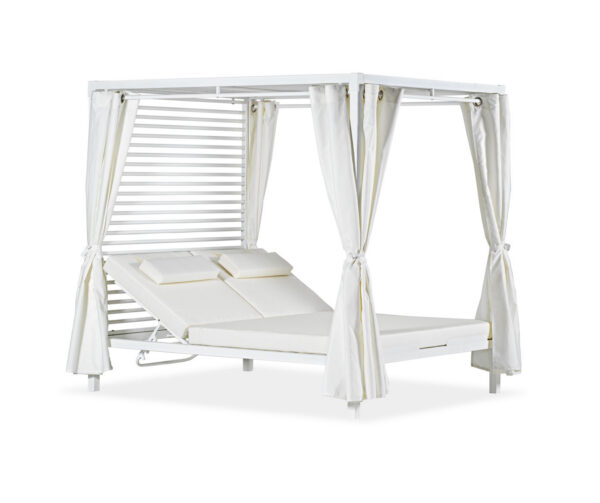 Pavillon, Sonnenliege, Zakynthos, weiß, anthrazit, beige, Stoff, Aluminium, stabil, hochwertig