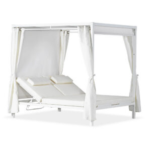 Pavillon, Sonnenliege, Zakynthos, weiß, anthrazit, beige, Stoff, Aluminium, stabil, hochwertig