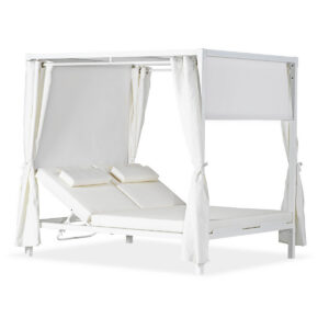 Pavillon, Sonnenliege, Zakynthos, weiß, anthrazit, beige, Stoff, Aluminium, stabil, hochwertig