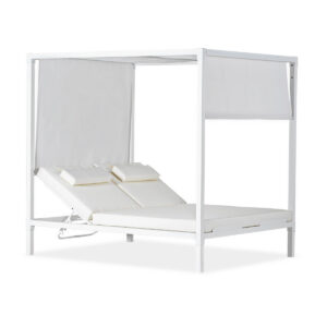 Pavillon, Sonnenliege, Zakynthos, weiß, anthrazit, beige, Stoff, Aluminium, stabil, hochwertig