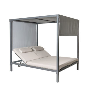 Pavillon, Sonnenliege, Zakynthos, weiß, anthrazit, beige, Stoff, Aluminium, stabil, hochwertig