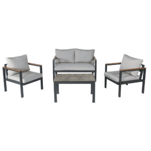 Loungesessel, Rhodos, Aluminium, pulverbeschichtet, weiß, anthrazit, Polster, Stoff